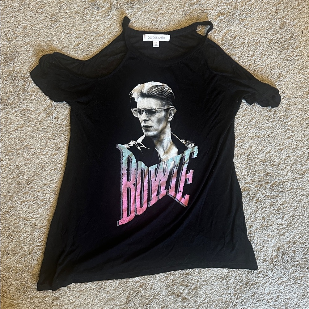 Daydreamer David Bowie shoulder cut out T-shirt